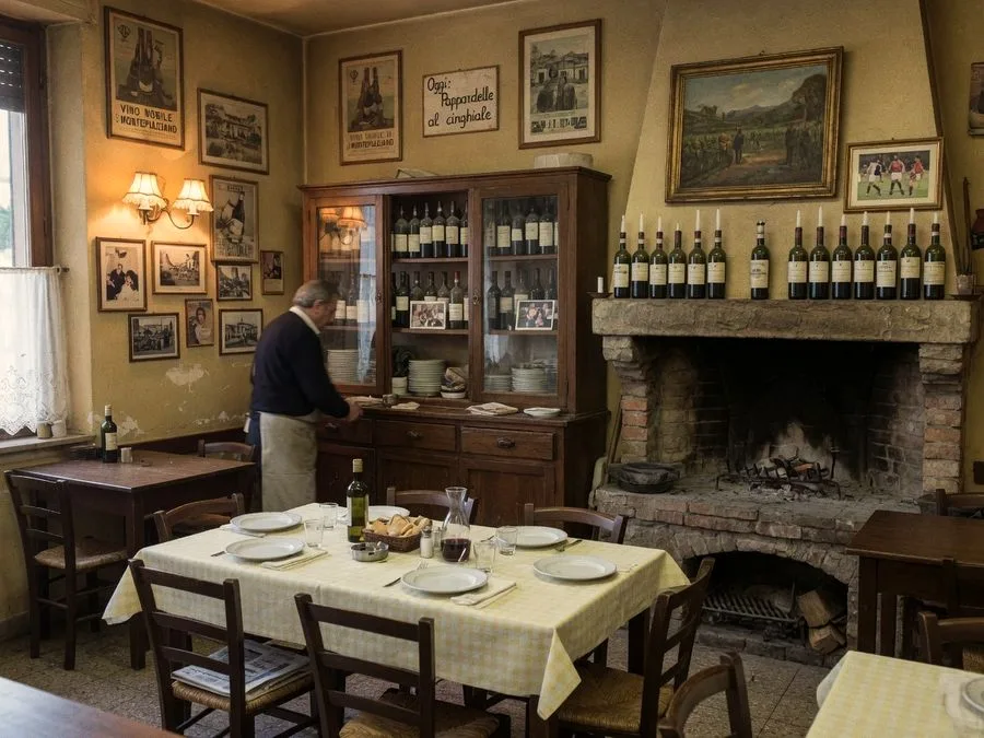 Il tavolo di quercia visto dall'alto, apparecchiato per due